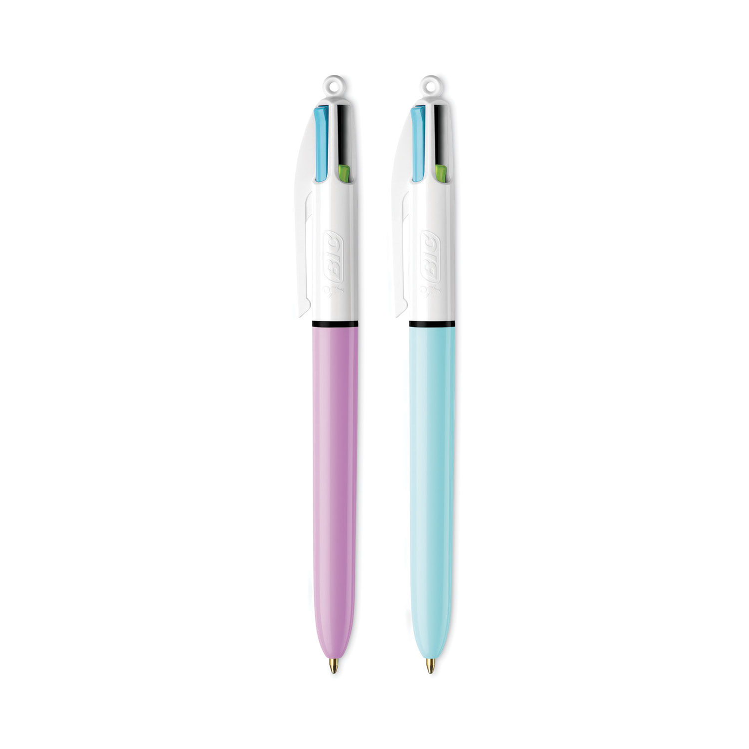 4-Color Multi-Color Ballpoint Pen, Retractable, Medium 1 mm,  Lime/Pink/Purple/Turquoise Ink, Assorted Barrel Colors, 2/Pack