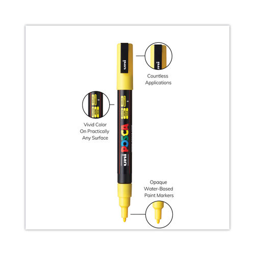 Uni Paint Permanent Marker, Medium Bullet Tip, Assorted Colors, 12/Set