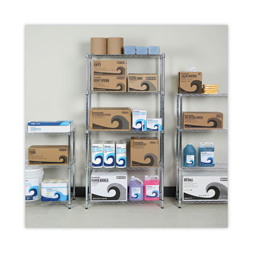 Alera 5-Shelf Wire Shelving Kit with Casters and Shelf Liners, 36w