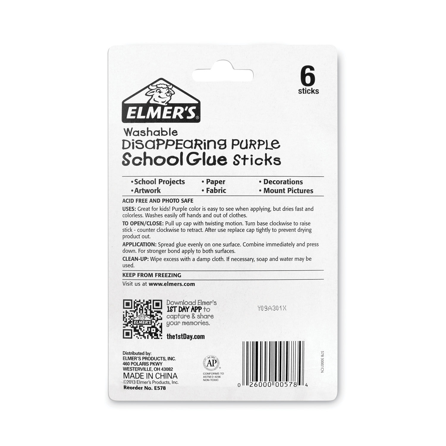 Elmer's School Glue Sticks 6 Ea, Adhesives