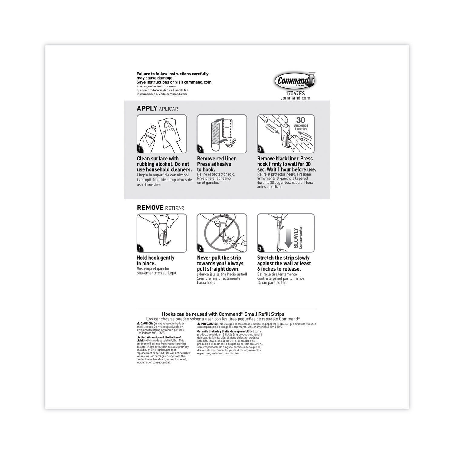 Command Small Wire Hooks, Small, Plastic/Metal, White, 0.5 lb Capacity, 22  Hooks and 24 Strips/Pack MMM1706722NA