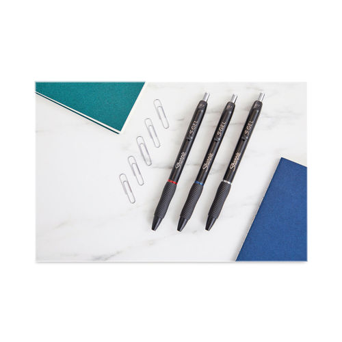 Sharpie S-Gel S-Gel Retractable Gel Pen, Bold 1 mm, Blue Ink, Black Barrel, 36/Pack