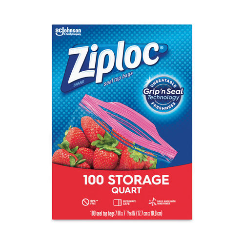 Ziploc Brand Storage Quart Bags with Grip 'n Seal Technology, 50 Count