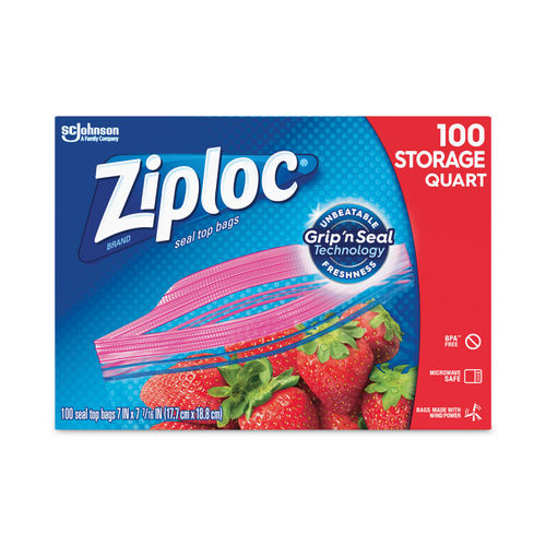 Ziploc® Brand Storage Quart Bags, Plastic Storage Bags for Food