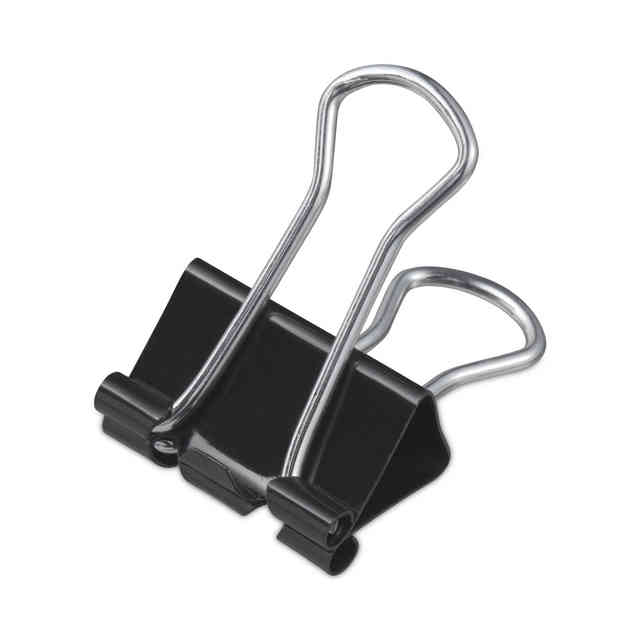 Small Binder Clips, Steel Wire, 3/8 Capacity, 3/4 Wide, Black/Silver,  Dozen