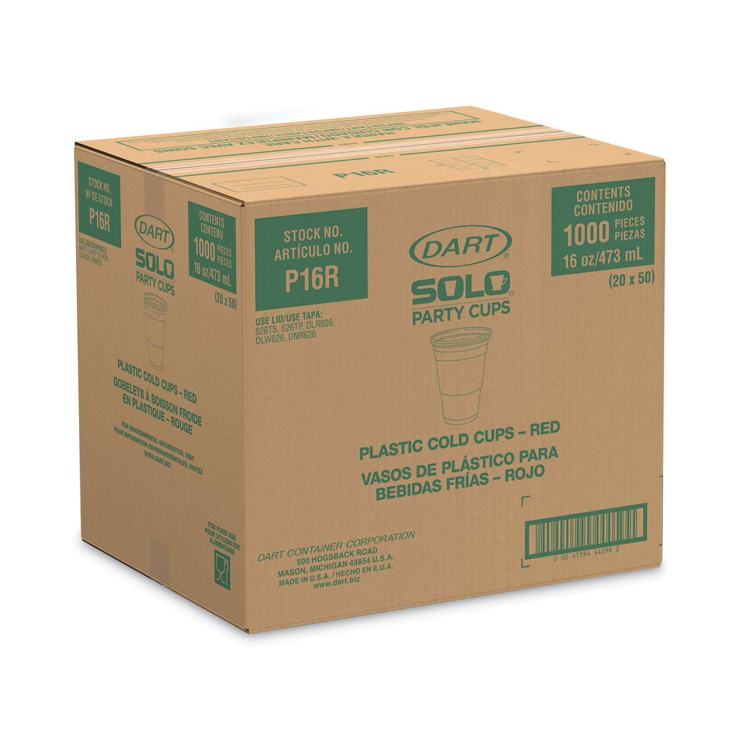 SOLO Cup Company Plastic Party Cold Cups, 16 oz, Clear, 50 pack