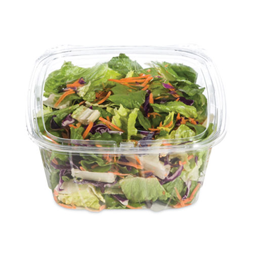 6 32 oz. Recycled Plastic Square Container, Clear, 360 ct.