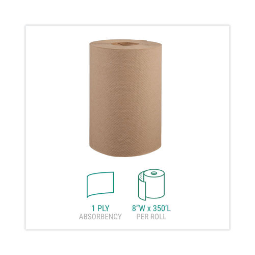 Paper Towel Rolls, Natural, 8 x 350 ft, 12 Rolls per Case