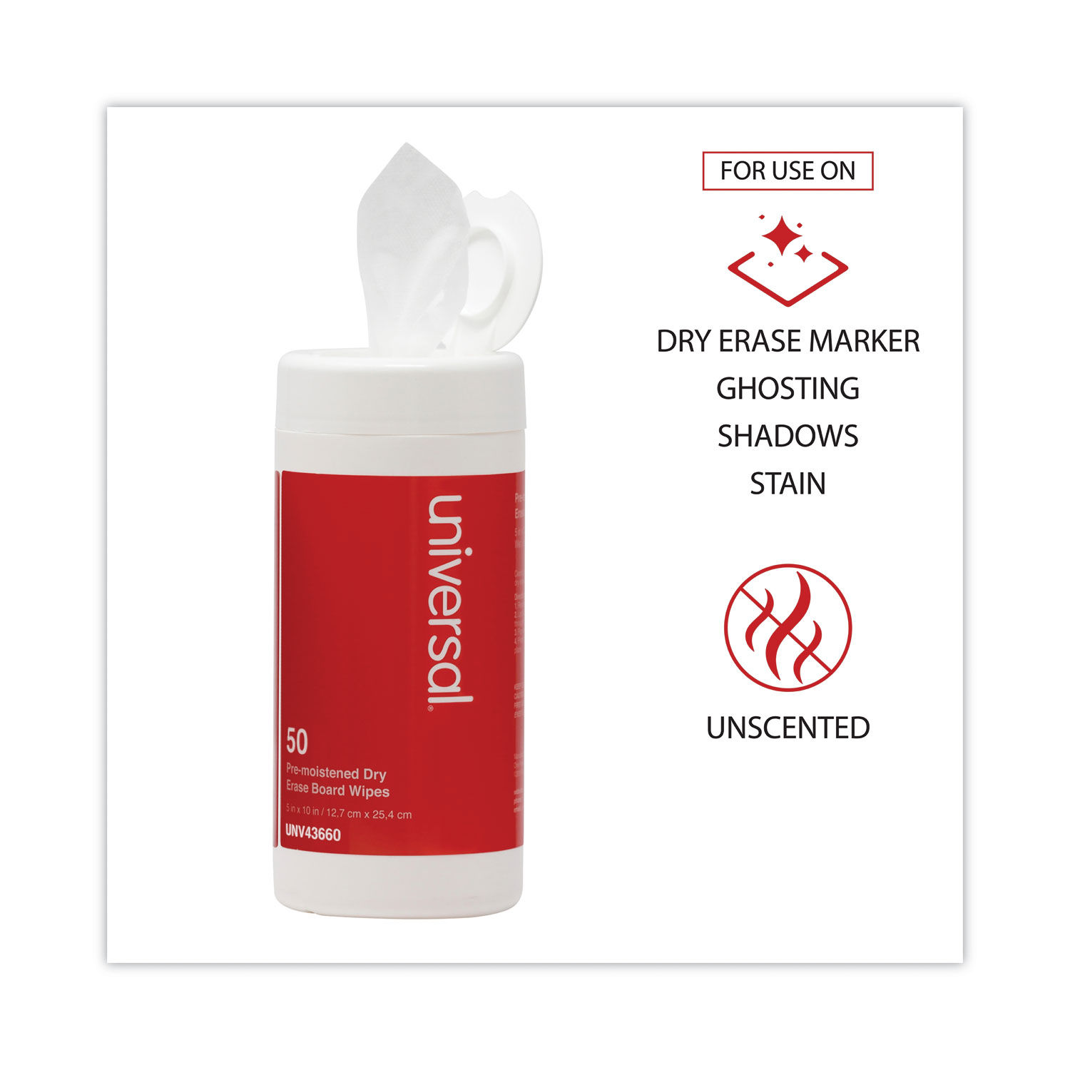 Dry Erase Cleaning Wet Wipes by Universal® UNV43660
