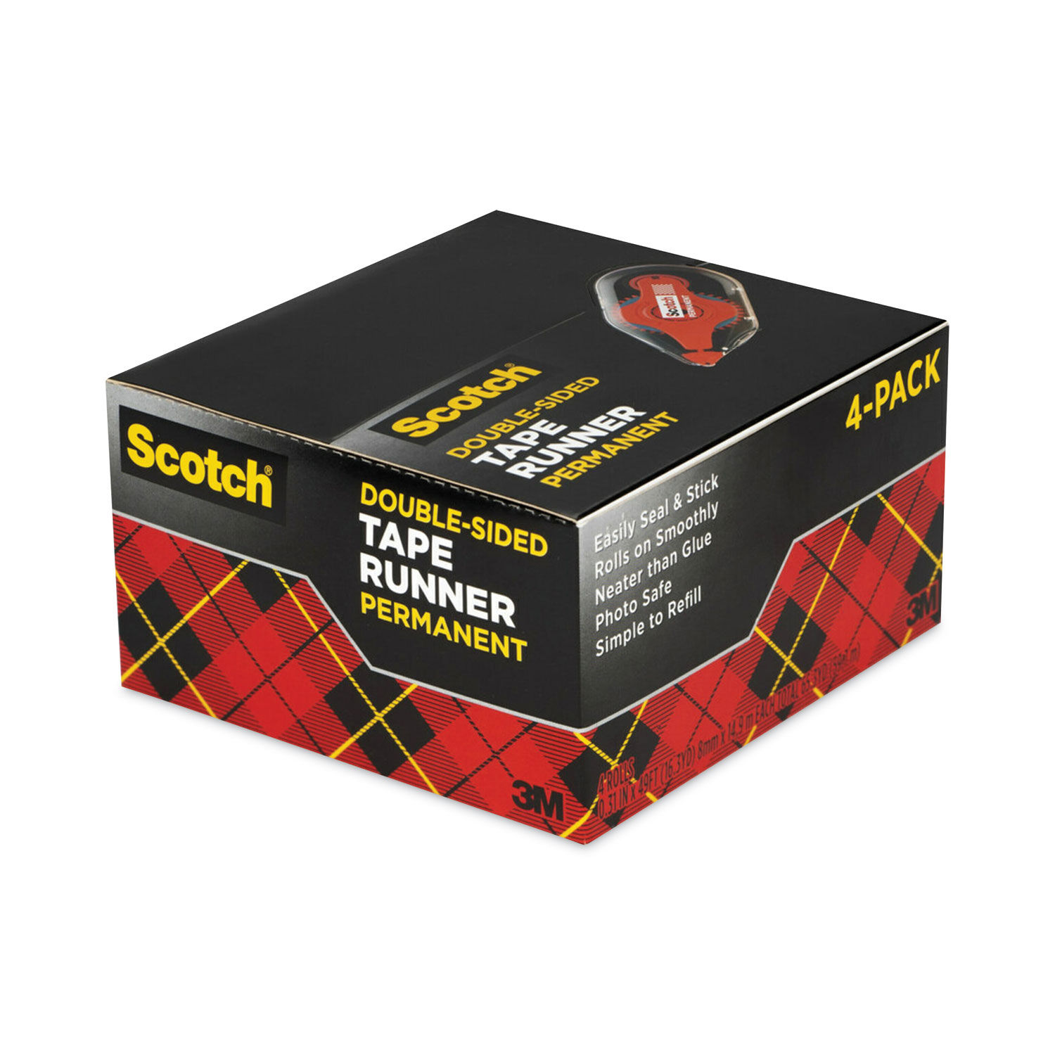 Scotch Updated 6055 Tape Runner Permanent Dispenser with 4 Packs