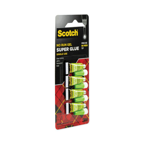 Scotch AD119 Single Use Super Glue, 1/2 Gram Tube, No-Run Gel, 4/Pack