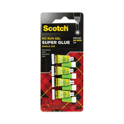 Scotch Single Use Super Glue No-Run Gel, 0.02 oz, Dries Clear, 4/Pack  (AD119)