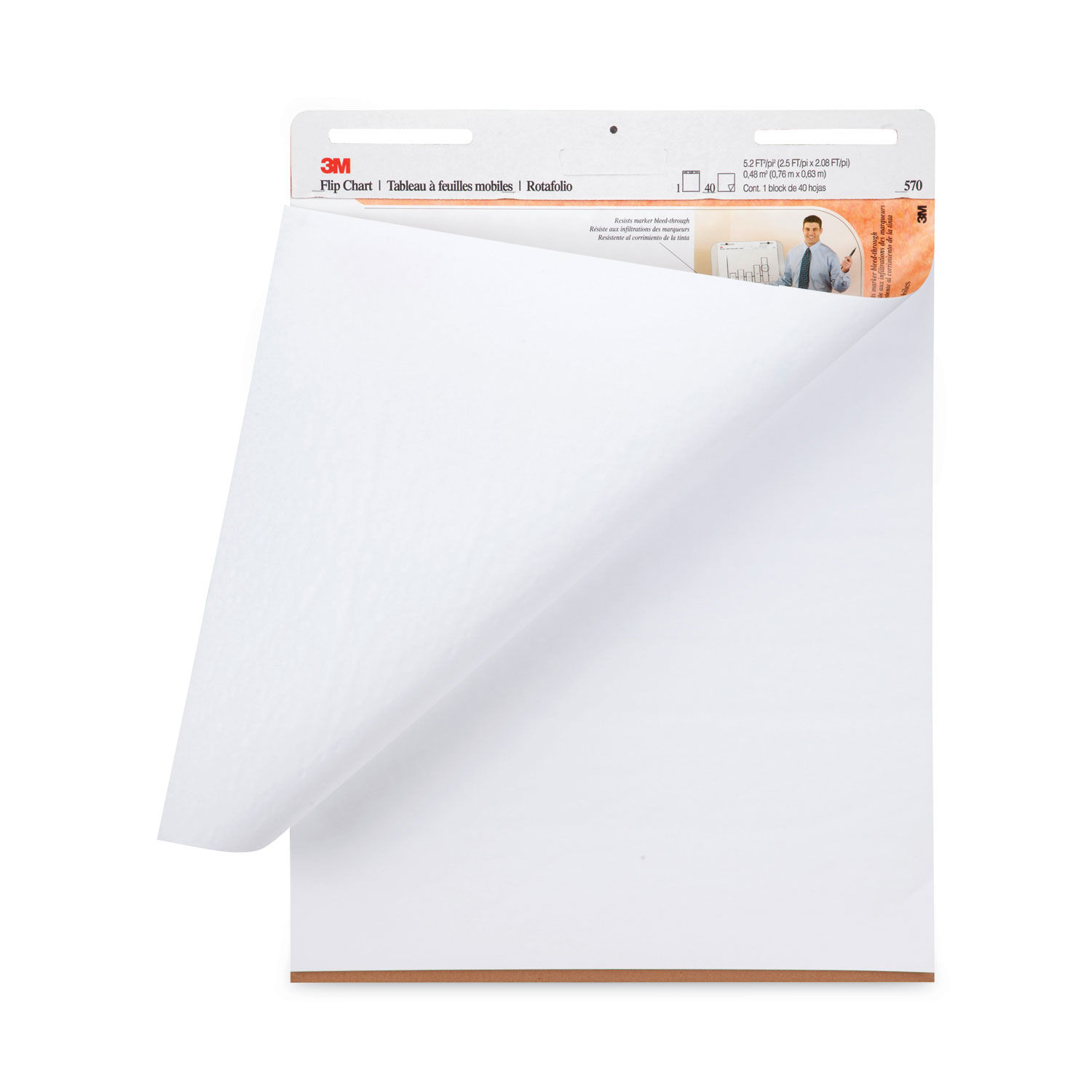 3M Professional Flip Chart, 25 x 30, White, 40 Sheets, 2/Carton