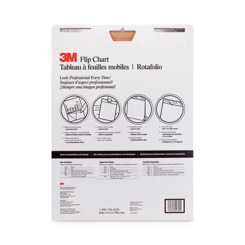 3M Flip Charts - 40 Sheets - Plain - Stapled - 18.50 lb Basis Weight - 25  x 30 - White Paper - Resist Bleed-through, Heavyweight, Sturdy Back,  Cardboard Back - 2 / Carton - Filo CleanTech