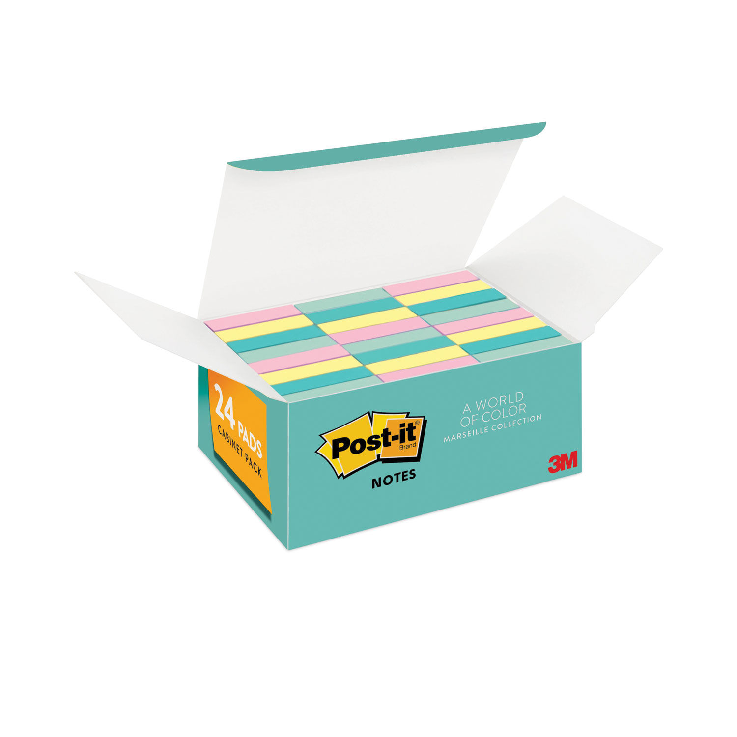 Post-it , MMM65324APVAD, Marseille Colors Value Pack Notes, 24 / Pack