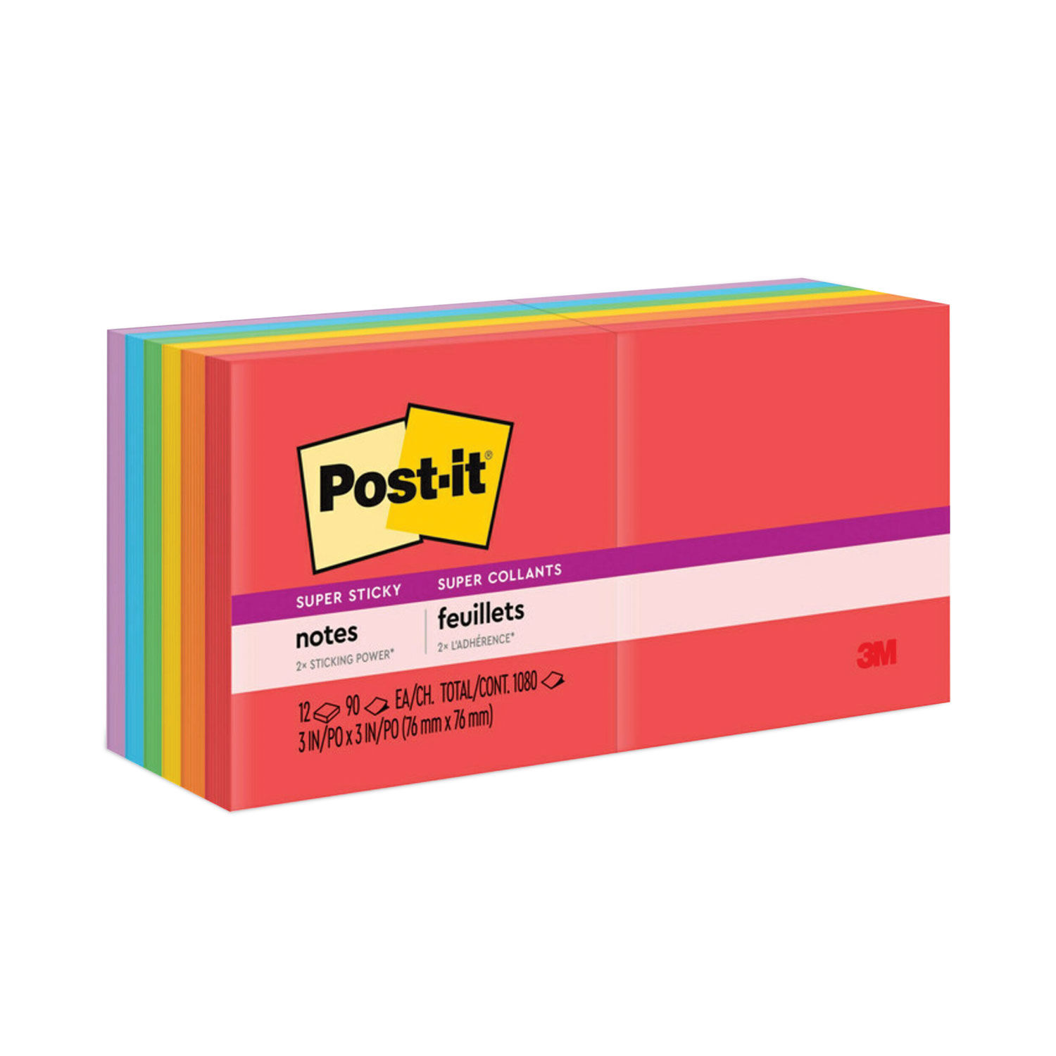 Post-it Super Sticky Notes, Black, 3 x 3, 70 Sheets/Pad, 5 Pads/PK