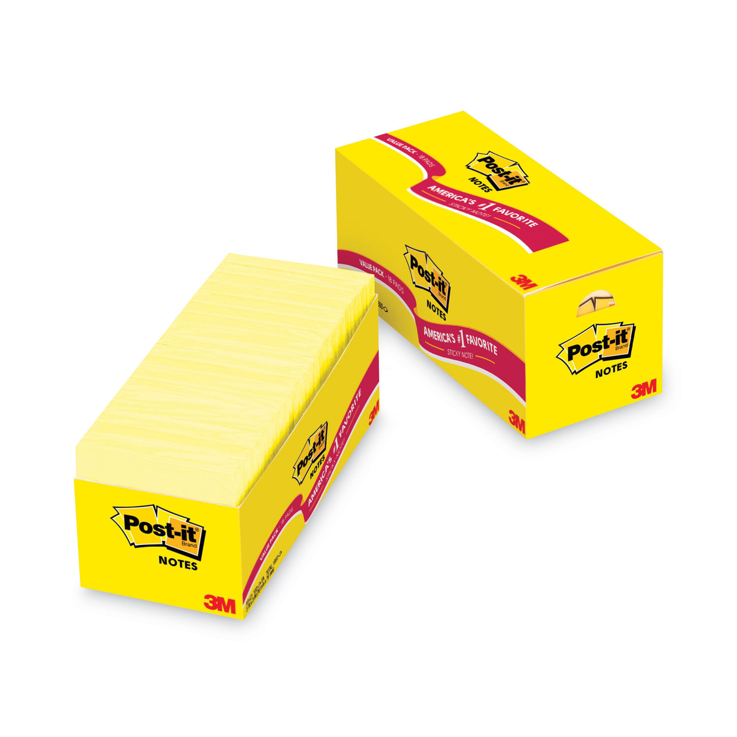 Universal UNV35688 3 x 3 Yellow Self-Stick Note - 18/Pack