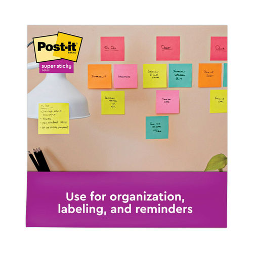 Post it Super Sticky Notes 3 in x 3 in 5 Pads 90 SheetsPad 2x the Sticking  Power Supernova Neons Collection - Office Depot