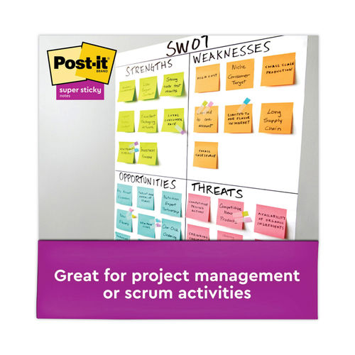 Post-it Super Sticky Pads in Miami Colors 4 x 4 Miami 90/Pad 6 Pads/Pack