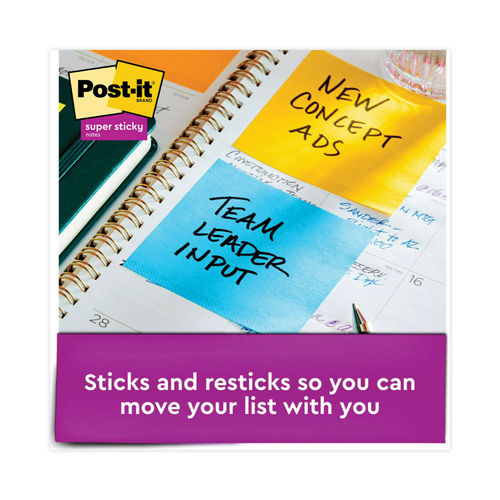 Post-it Super Sticky Notes, 3x3 in, 24 Pads, 2x The Sticking Power,Energy Boost Collection, Bright Colors (Orange, Pink, Blue, Green), Recyclable