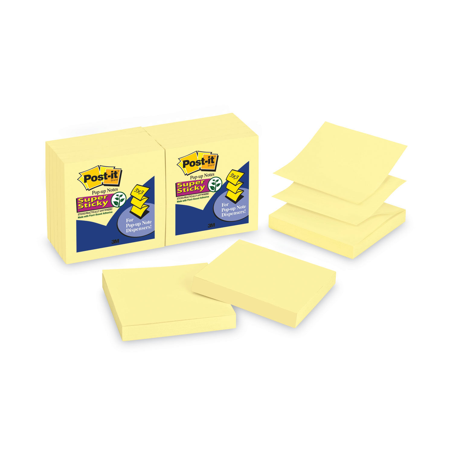 Post it Super Sticky Pop Up Notes 3 in x 3 in 10 Pads 90 SheetsPad 2x the  Sticking Power Playful Primaries Collection - Office Depot