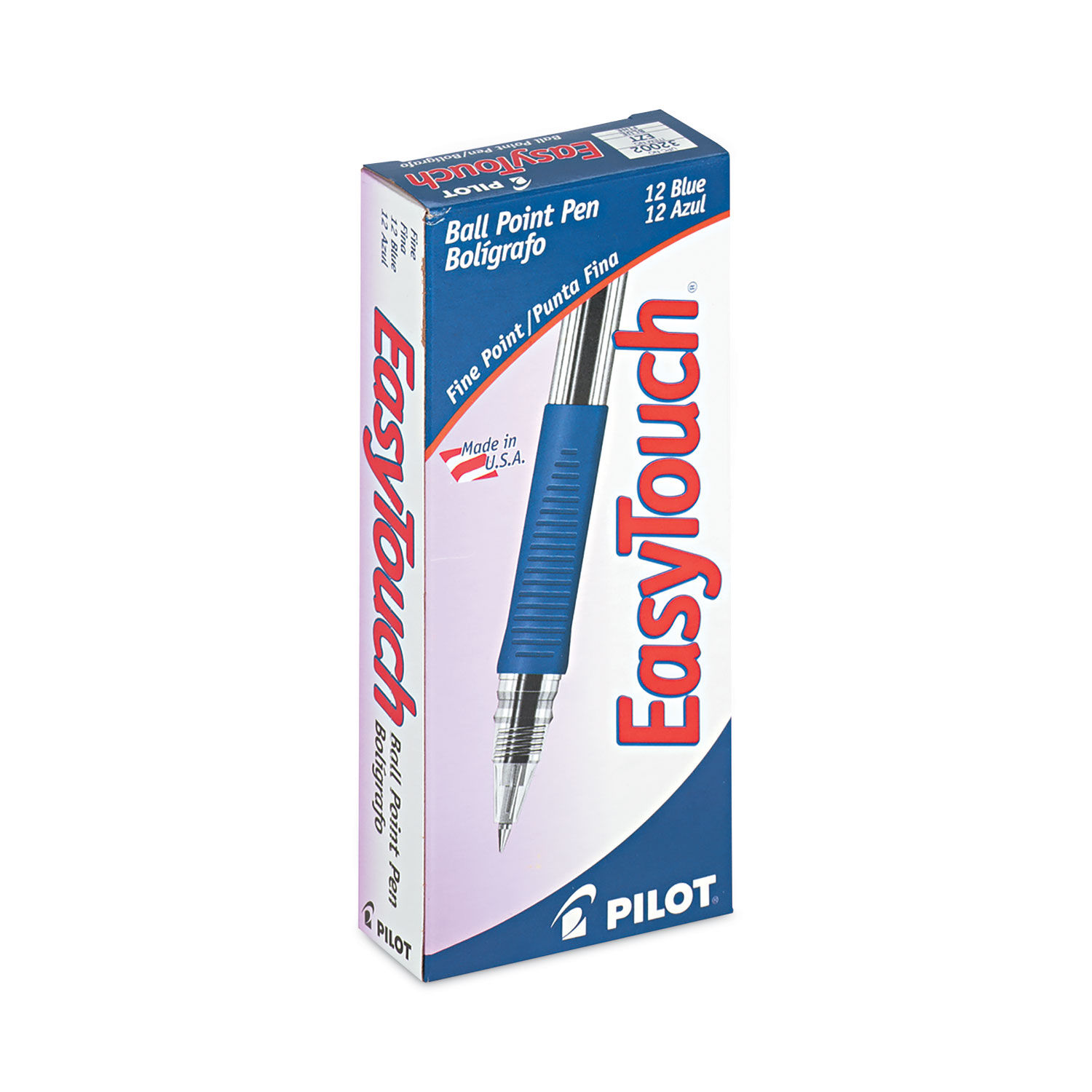 EasyTouch Ballpoint Pen, Stick, Fine 0.7 mm, Blue Ink, Clear/Blue