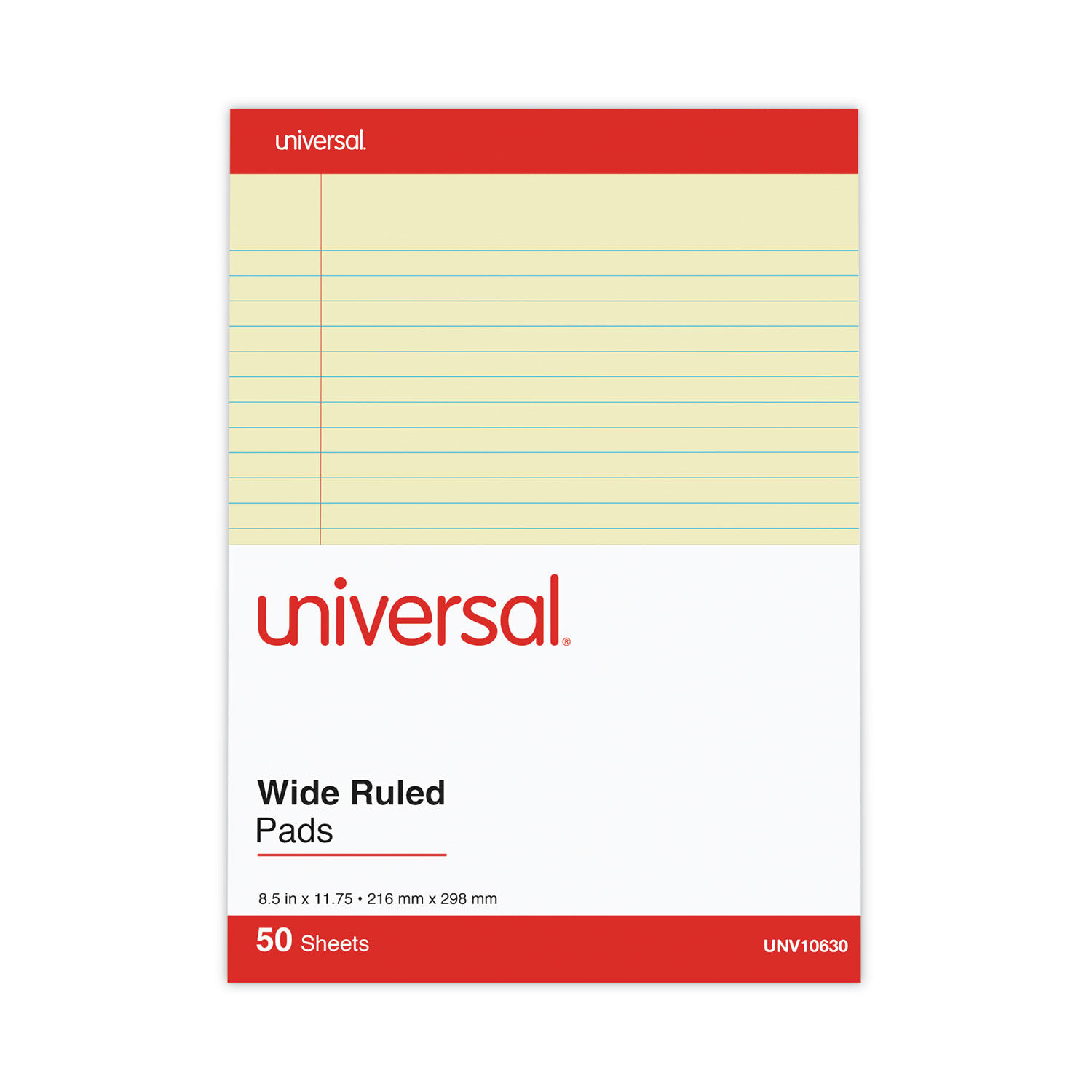 Universal 10630 Perforated Writing Pad Letter Size Canary 12 50-Sheet Pads