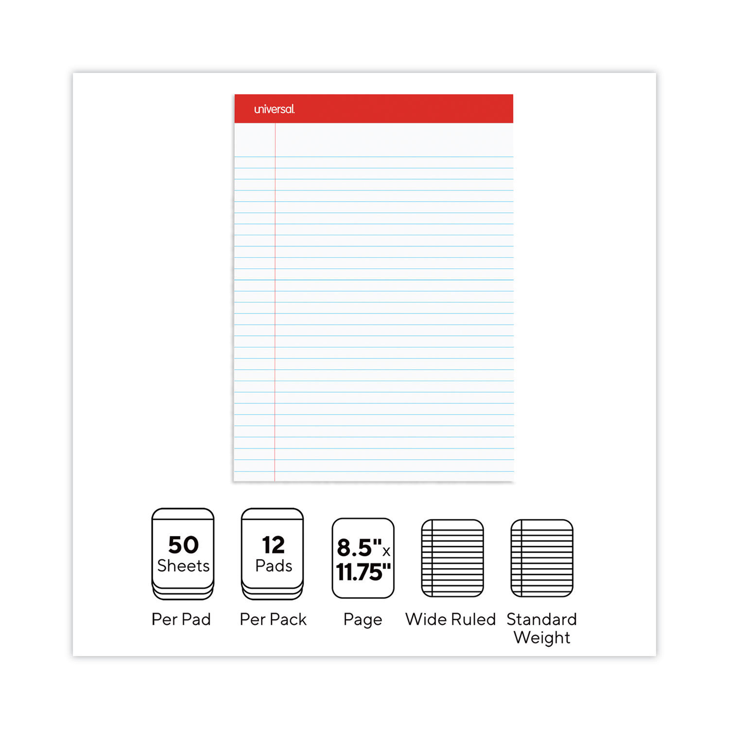 Perforated Ruled Writing Pads by Universal® UNV20630