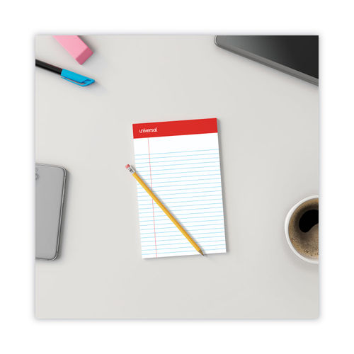 Perforated Ruled Writing Pads, Narrow Rule, Red Headband, 50 White 5 x 8  Sheets, Dozen