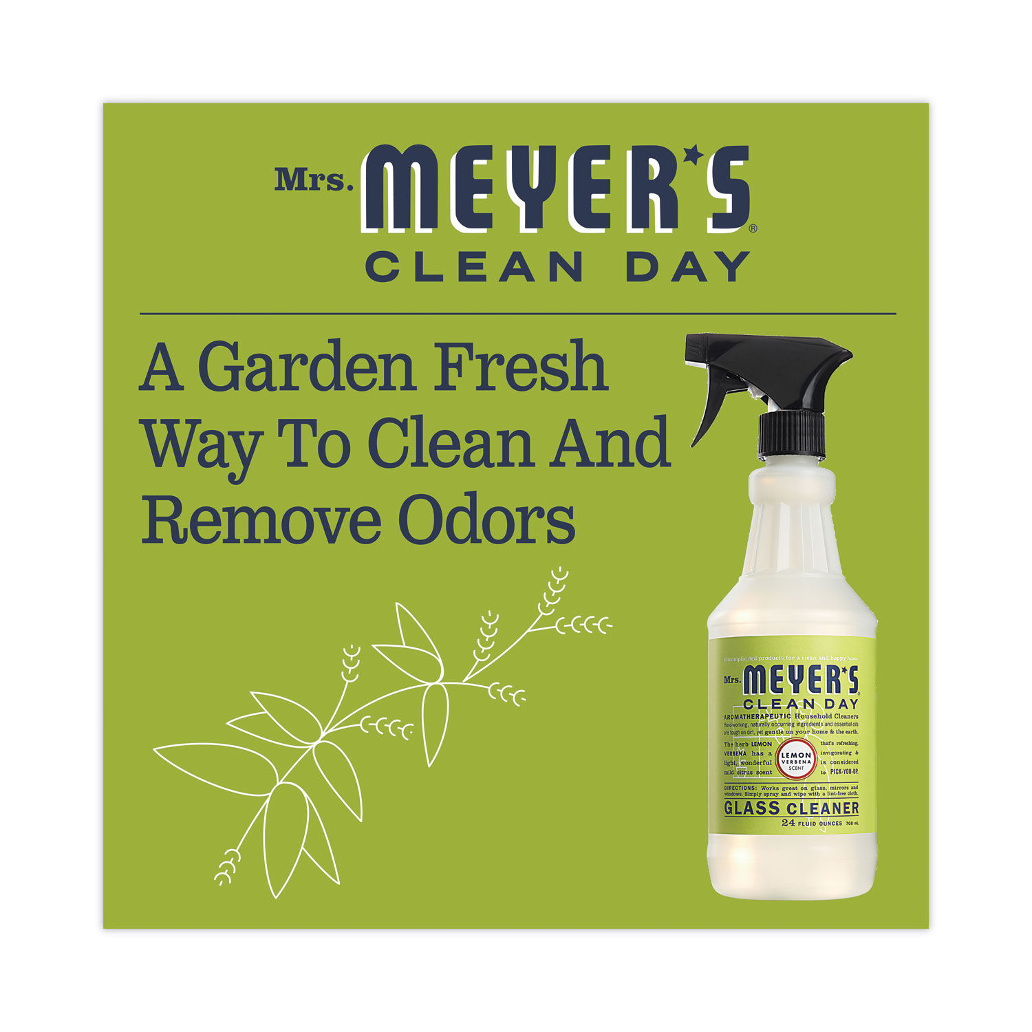 Mrs. Meyer's Clean Day Glass Cleaner, Lemon Verbena - 24 fl oz bottle