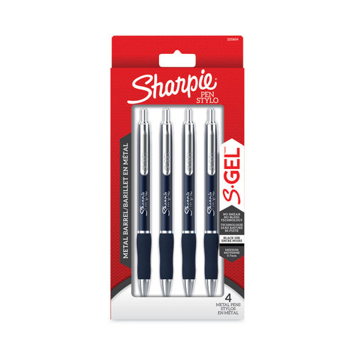 2/pk SHARPIE S-GEL 0.7 Metal Barrel Gel Pen - NO SMEAR - NO BLEED Black  Color