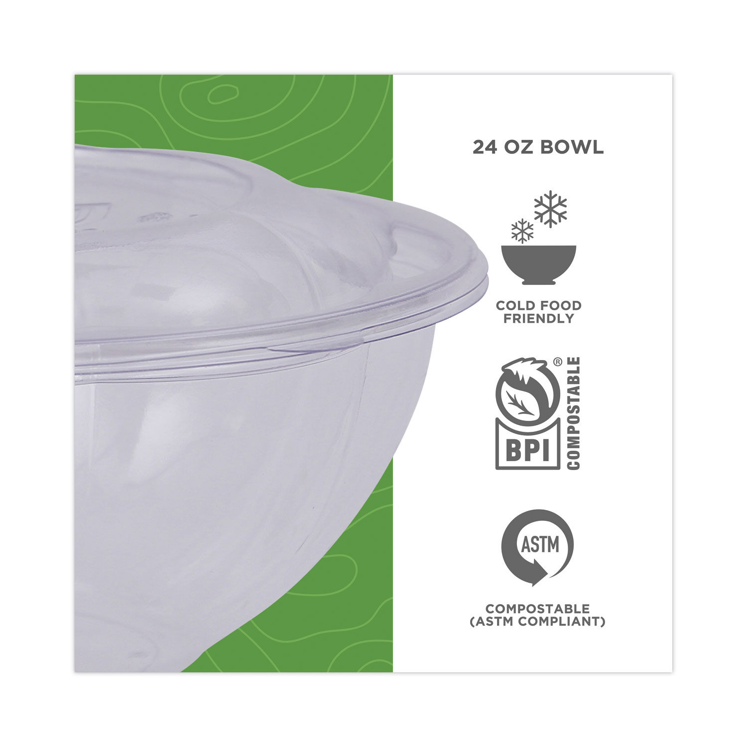 Renewable and Compostable Salad Bowls with Lids by EcoProducts® ECOEPSB24