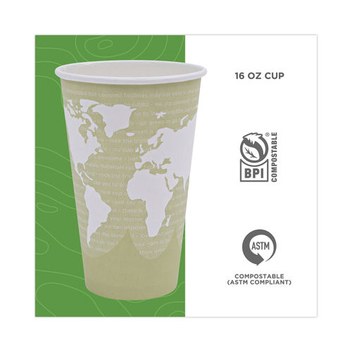Hot Cups, 16 oz., PLA Lined, White, Compostable (1,000 Cups)