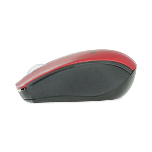 Mini Wireless Optical Mouse, 2.4 GHz Frequency/30 ft Wireless Range,  Left/Right Hand Use, Red/Black