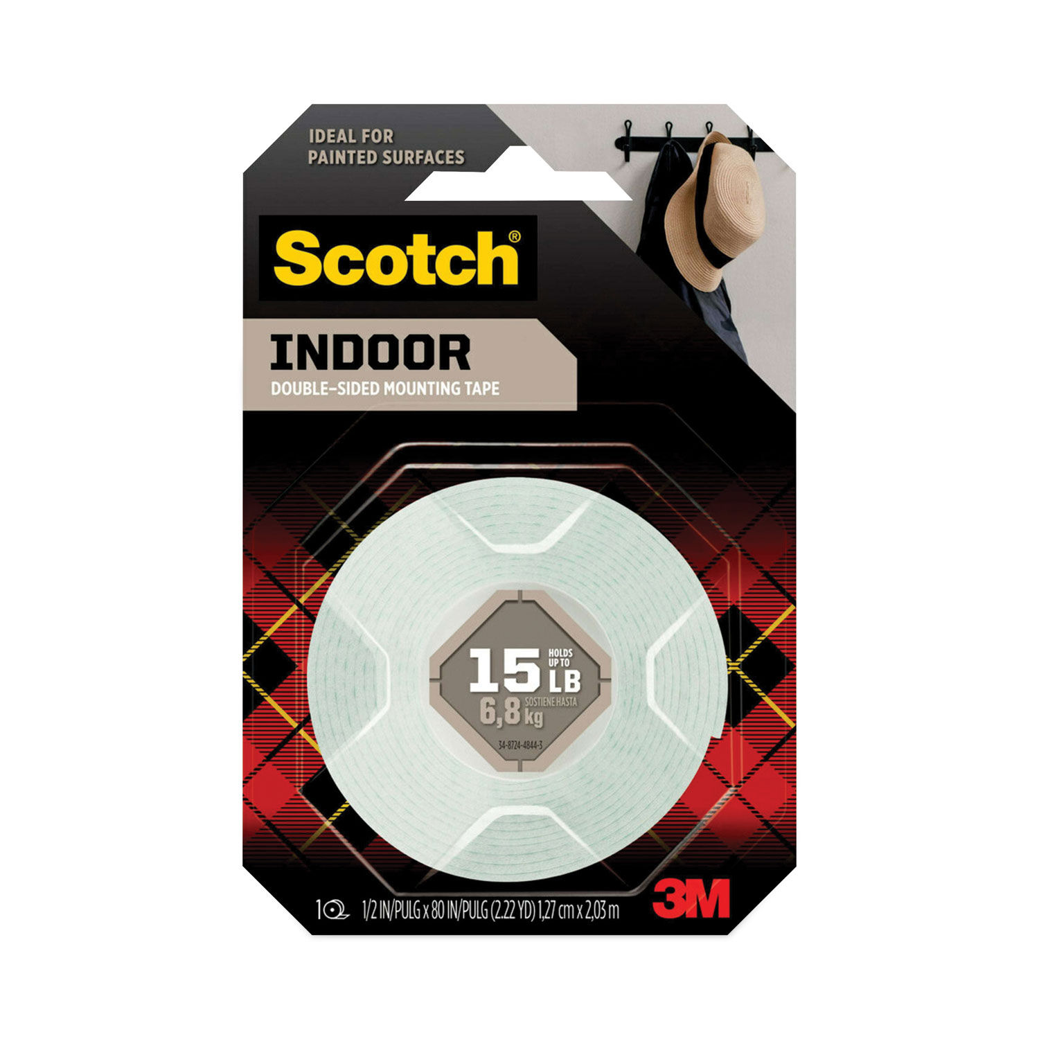 Scotch Double Sided Indoor Mounting Tape, 3/4 x 10 yds., White (110-LONG)