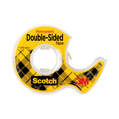 Scotch Permanent Double Sided Tape with Dispenser, 1/2 x 25 yds