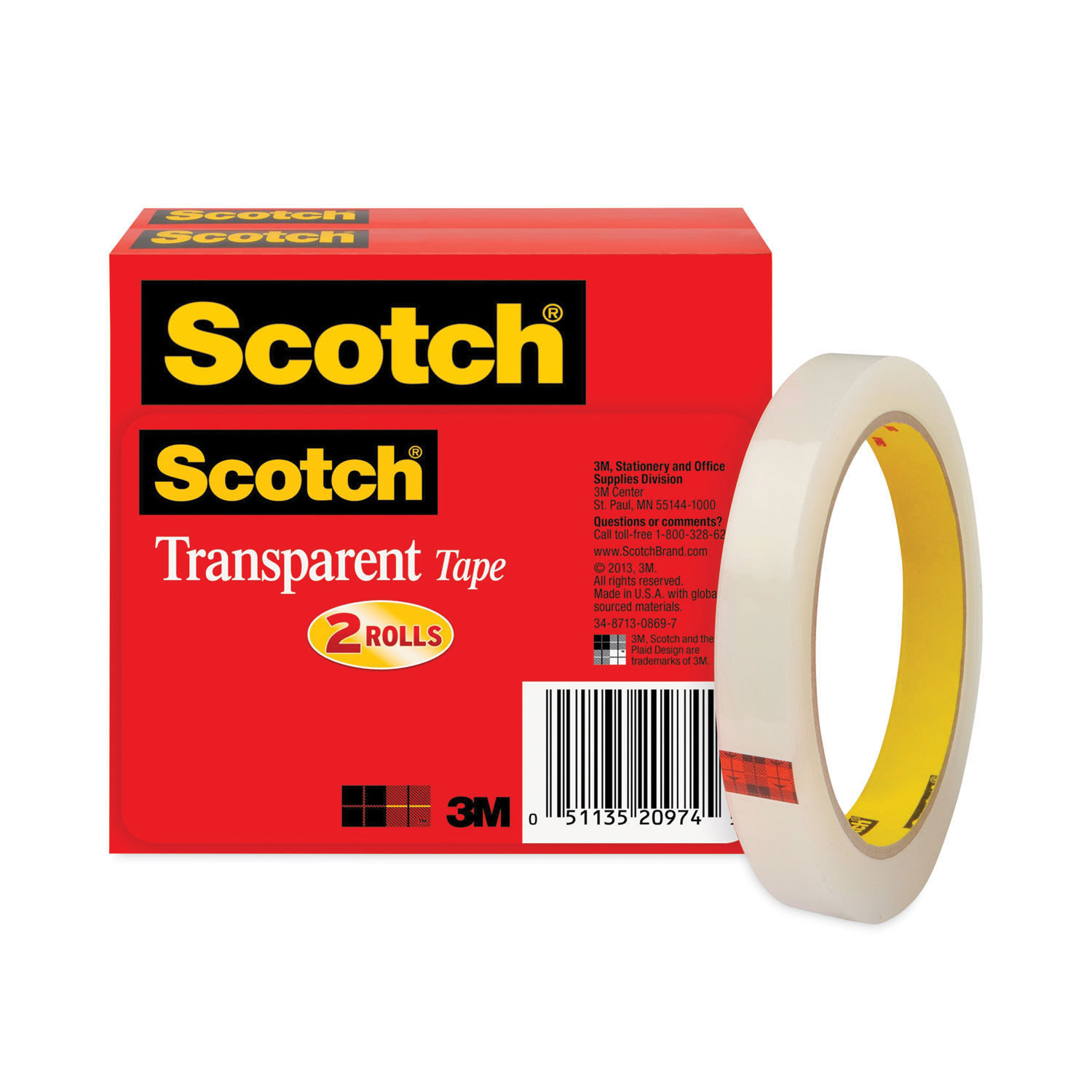 Scotch Wall Safe Tape 34 x 800 Clear Pack Of 6 Rolls - Office Depot