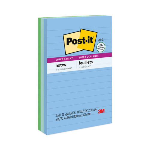 Recycled Notes in Oasis Collection Colors by Post-it® Notes Super Sticky  MMM6603SST