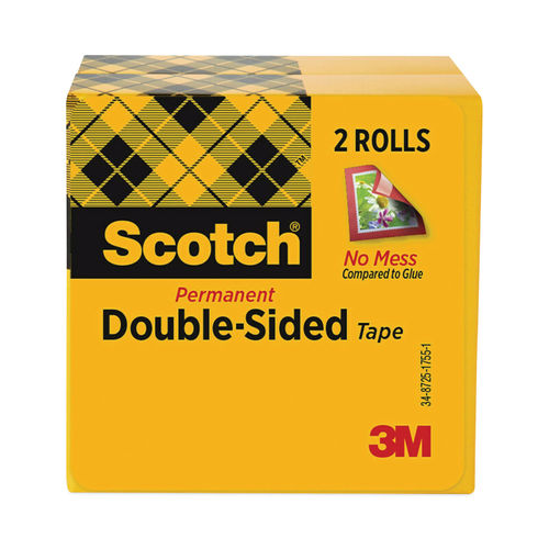  Double Sided Office Tape, 1/2 x 36 yards, 3 Core, Clear  MMM665121296 : Office Products