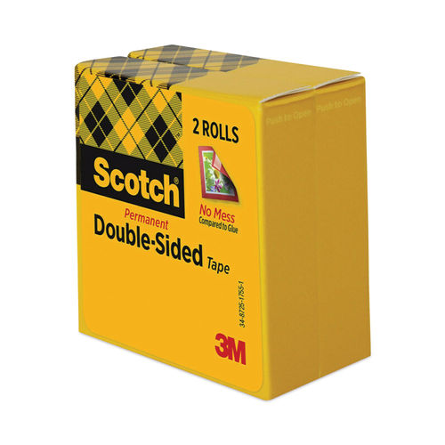 Scotch 6652P1236 665 Double-Sided Tape, 1/2-Inch x 1296-Inch, 3-Inch Core, Transparent, 2/Pack