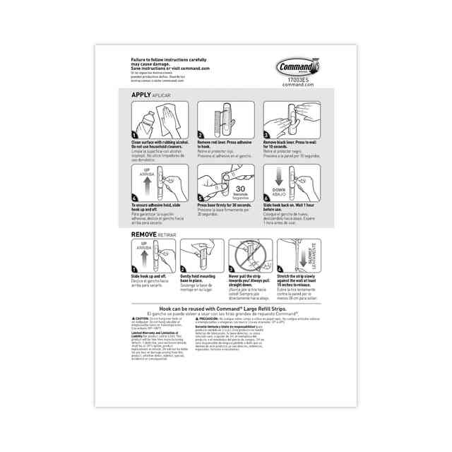 Command General Purpose Hooks 5lb Capacity Plastic White 14 Hooks