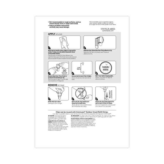 Command Outdoor Light Clips 16 Command Hooks 20 Command Strips Damage Free  Clear - Office Depot