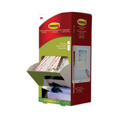 Poster Strips, White, Damage Free Decorating, 136 Command Strips