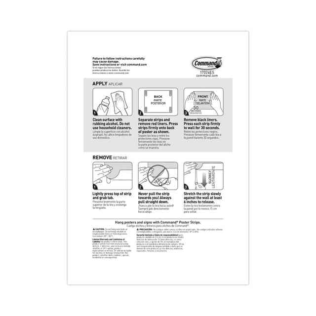 Poster Strips, White, Damage Free Decorating, 136 Command Strips