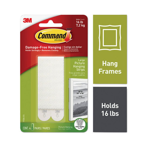 3) Command Picture Hanging Strips, Removable, 0.63 x 2.13, White 4 Pairs