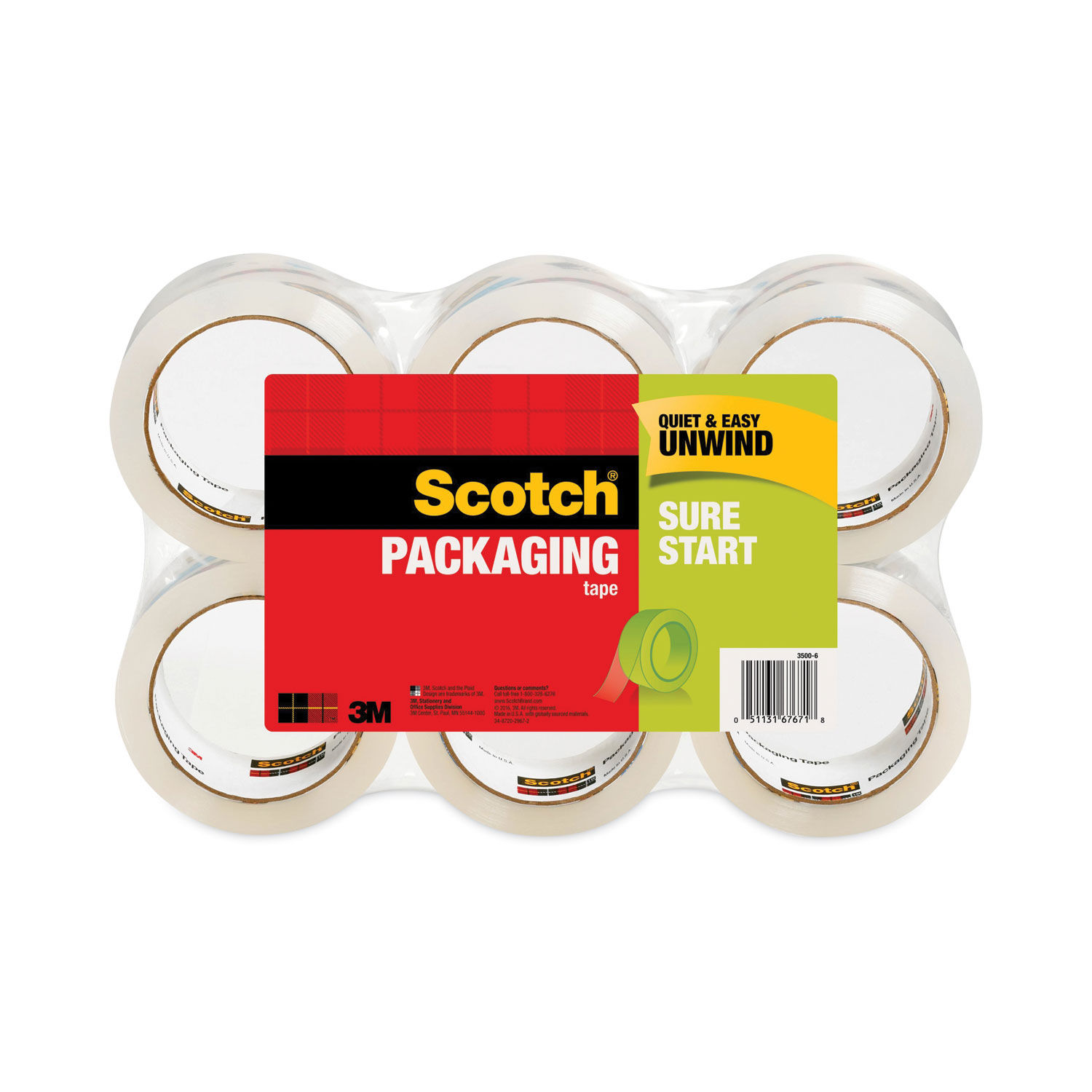 Scotch Sure Start Shipping Tape 1.5 Core 1 78 x 25 Yd. Pack Of 6 Tapes -  Office Depot