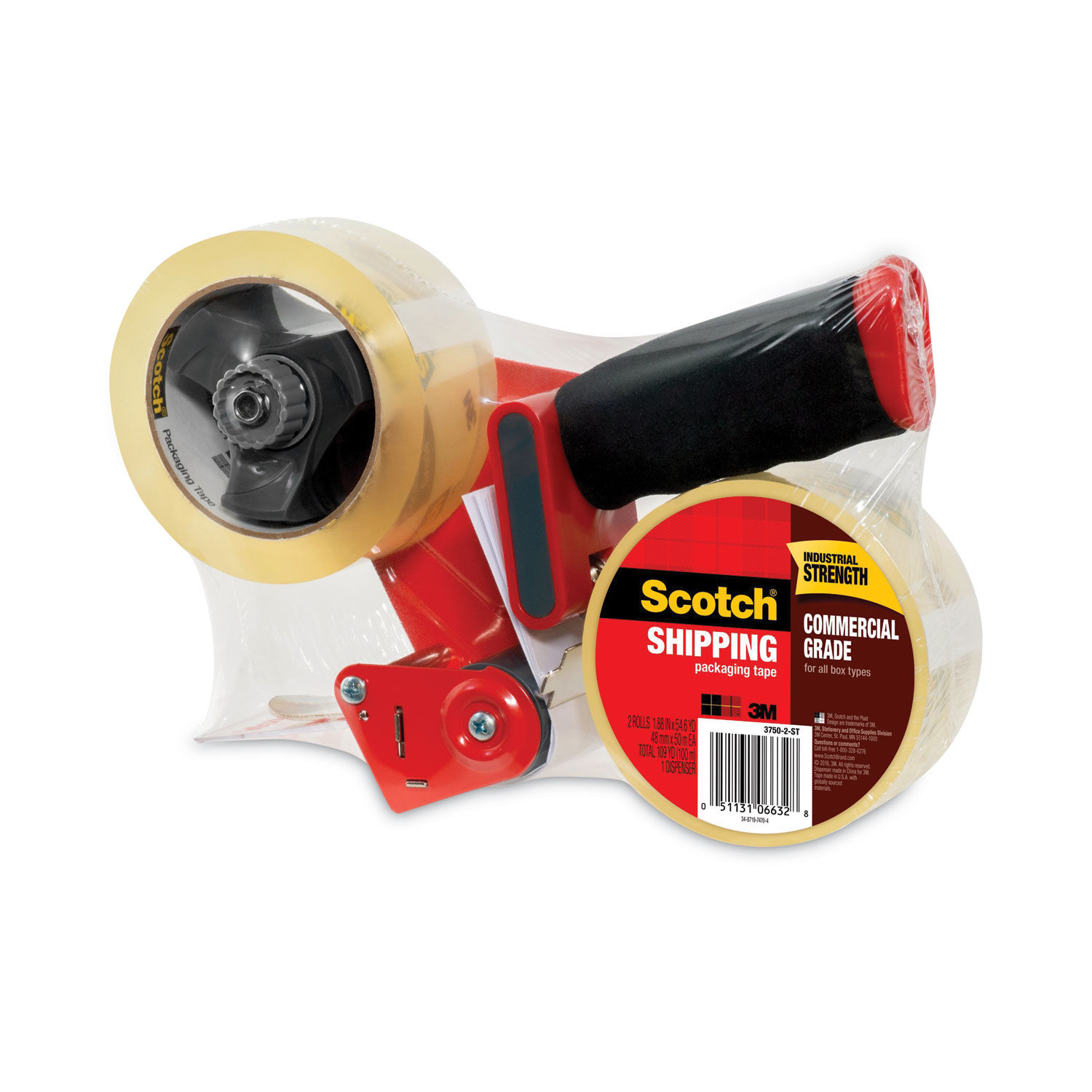 Packaging Tape Dispenser with Two Rolls of Tape by Scotch® MMM37502ST 