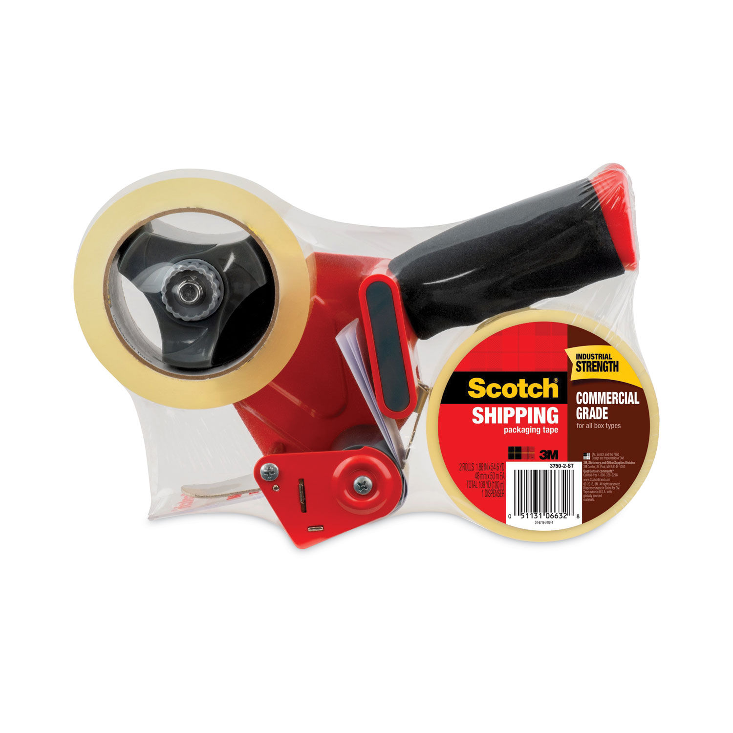 Packaging Tape Dispenser with Two Rolls of Tape by Scotch® MMM37502ST 