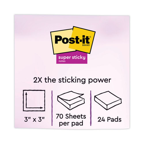 Post-it Pads in Energy Boost Collection Colors, Cabinet Pack, 3 x 3, 70  Sheets/Pad, 24 Pads/Pack - Mfr Part# 654-24SSAU-CP