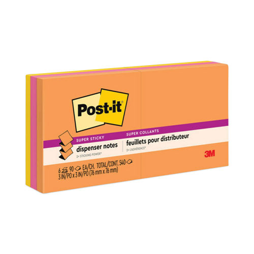 Post-it 3 x 3, 5 90-Sheet Pads, Marrakesh Colors Super Sticky Notes